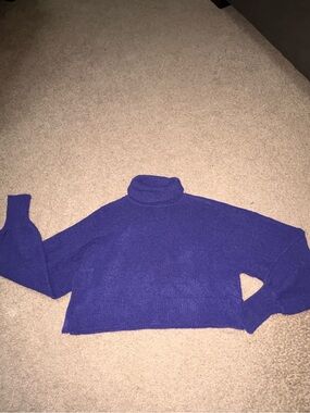 Urban Outfitters Royal Purple Cropped Turtleneck Sweater